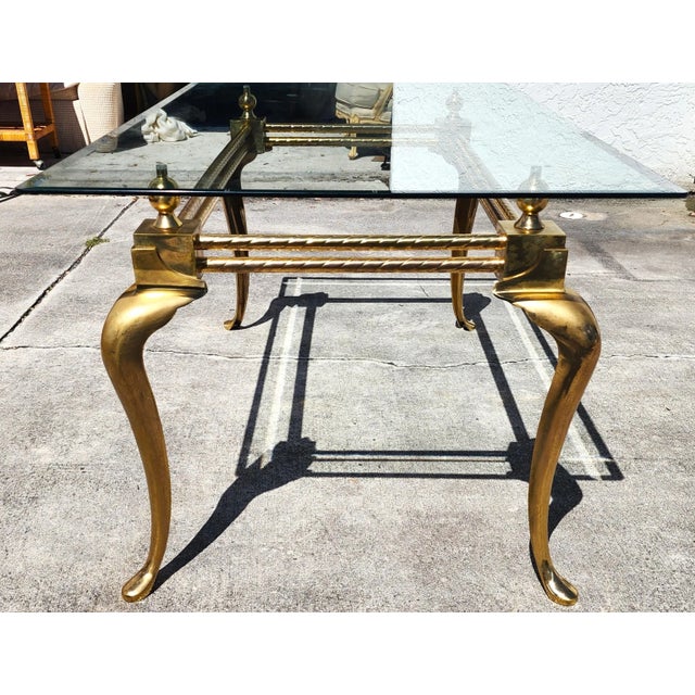 La Barge LaBarge Brass Dining Table Desk 1970s For Sale - Image 4 of 16