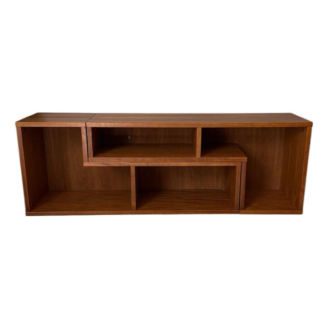 Vintage 1980s Danish "Puzzle Piece" Sliding Credenza / Console For Sale