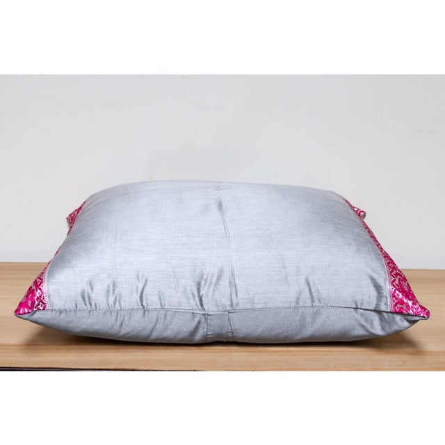 Silver Festive Silk Euro Pillow Cover For Sale - Image 4 of 9