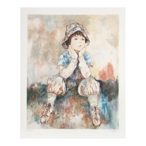 Boy in Hat, Richard Shepard Lithograph