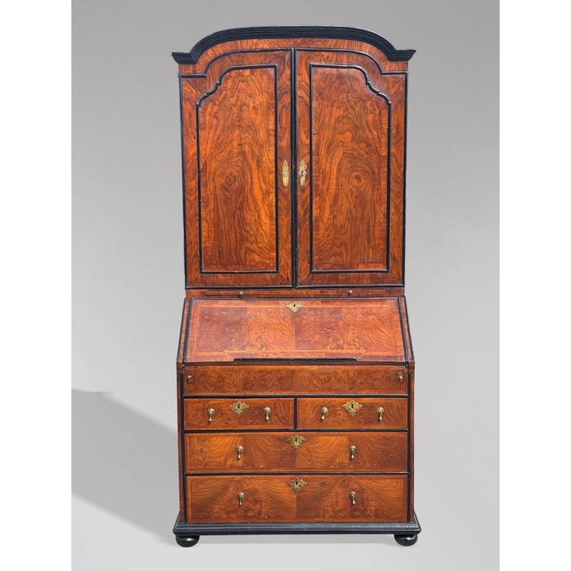 Superb Early 18th Century Burr Walnut Bureau Bookcase of the George I Period with Wonderful Original Patina This wonderful...