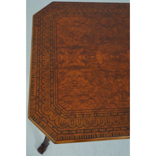 Francesco Molon Inlaid Burl Wood Neoclassical Coffee Table For Sale - Image 10 of 13