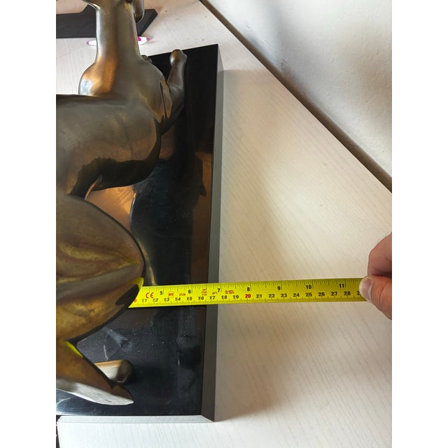 Vintage 1987 Solid Brass Panther Sculpture on Black Base – 23” Long, 14.8 LBS For Sale - Image 9 of 12