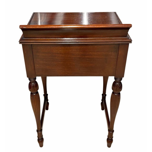 Antique Mahogany Inlaid Writing Desk W/ Glass Top - Excellent Condition For Sale - Image 11 of 12