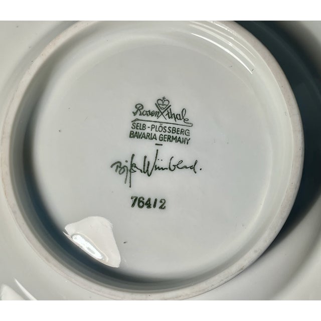 Rosenthal Germany Bjorn Wiinblad Lady & Swan Bowl Rosenthal Footed White Porcelain Relief Mint Condition For Sale - Image 4 of 6