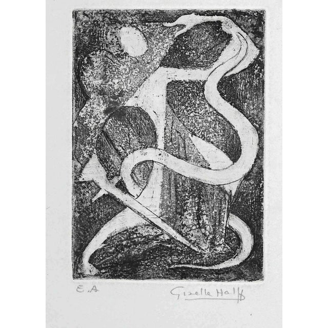 Modern Giselle Halff, Knight Fighting with Serpent, Original Etching, 1950s For Sale - Image 3 of 3