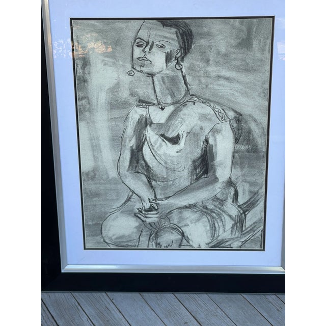 Mid Century Cubist Figurative Drawing by Carol Crain For Sale - Image 4 of 8