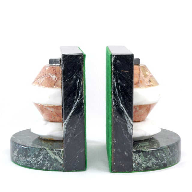 Mid-Century Modern Pair Mid Century Italian Alabaster and Marble Bookends For Sale - Image 3 of 8