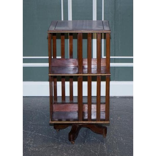 French Military Campaign Brass Inlaid Revolving Bookcase For Sale - Image 10 of 17