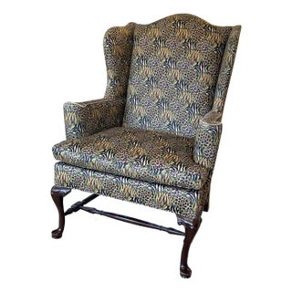 Vintage Hancock & Moore Animal Print Wingback For Sale