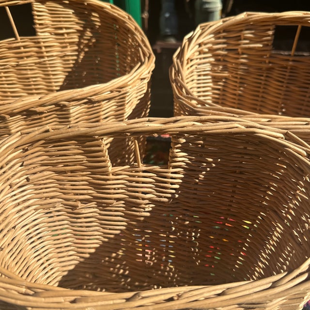 Vintage Wicker Nesting Nantucket Style Bicycle Baskets For Sale - Image 4 of 8