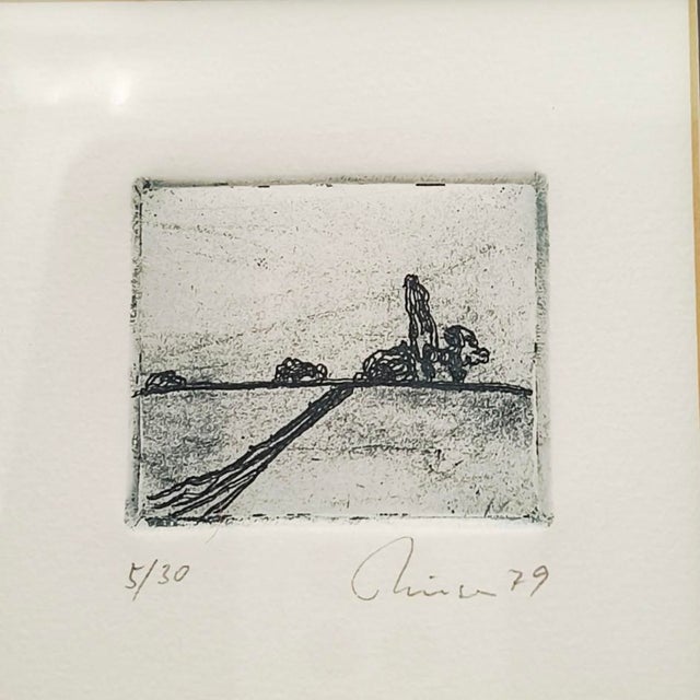 Mid-Century Modern Unknown, Landscapes, 1970s, Etchings on Paper, Framed, Set of 3 For Sale - Image 3 of 11