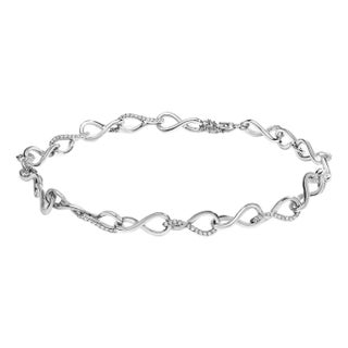 .925 Sterling Silver 1/2 Cttw Linked Infinity Anklet For Sale