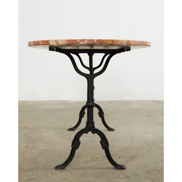 French Iron Marble Top Bistro Garden Dining Table or Console For Sale In Sacramento - Image 6 of 13