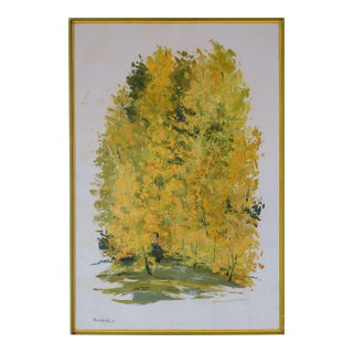 Vintage 1960s Helena Willi Impressionist Trees Forest Painting For Sale