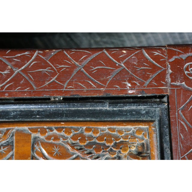Wood Mid Century Chinese Carved Elm Trunk Hope Chest Coffee Table Camphor Chinoiserie For Sale - Image 7 of 18