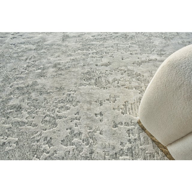 2020s Exquisite Rugs Cosmo Hand-Knotted New Zealand Wool & Bamboo Silk White Rug-10'X14' For Sale - Image 5 of 8