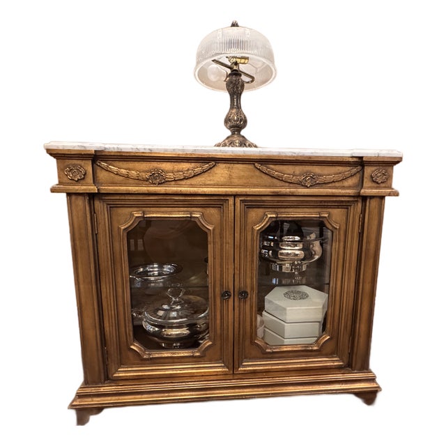 Small Buffet Cabinet With Marble Top For Sale