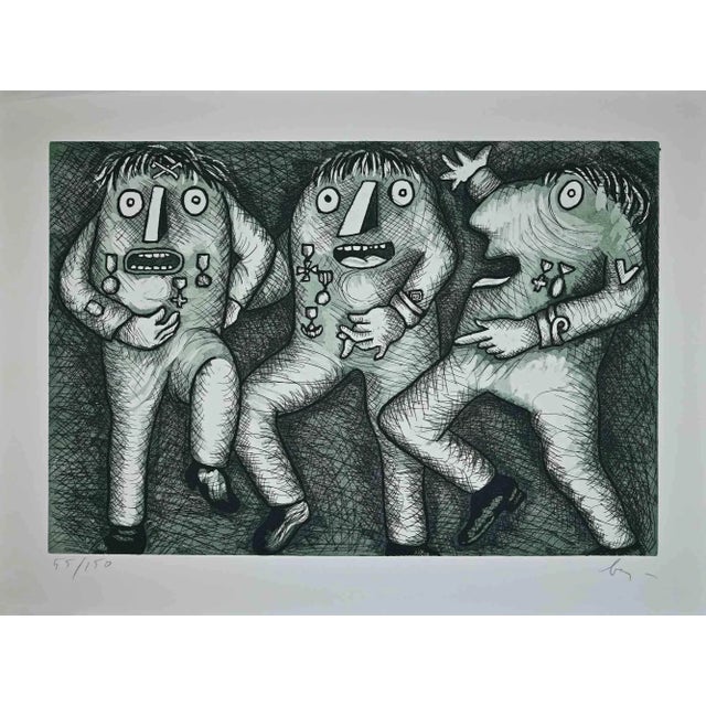 The General is an Original Etching realized by Enrico Baj in the 1970s. Mixed colored lithograph. Hand-signed and numbered...