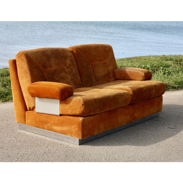 Orange Suede and Steel Orange Sofa, 1970 For Sale - Image 8 of 18