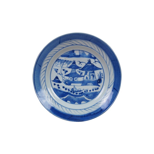 Ten antique mid to early 19th century Chinese Canton blue and white porcelain bread and butter or dessert plates. Produced...