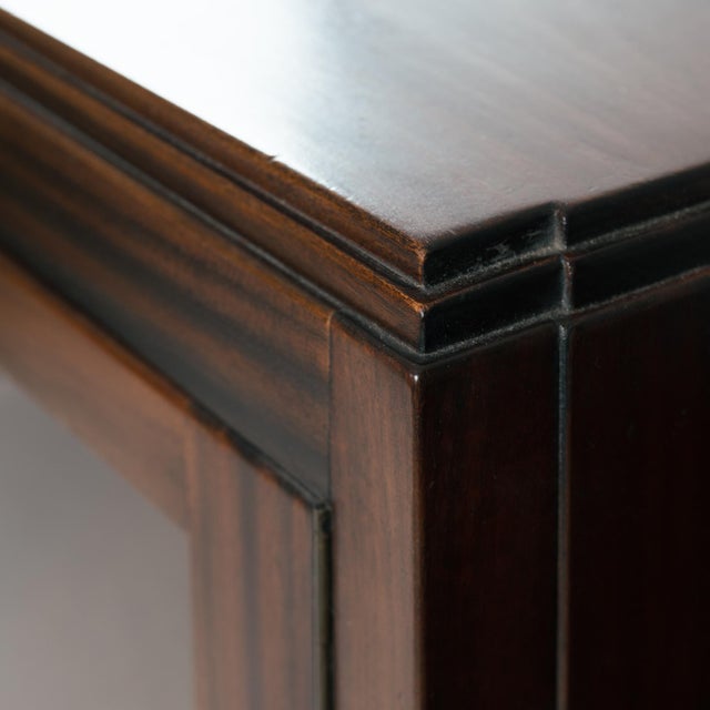 Art Deco Amsterdam School Walnut and Birdseye Maple Cabinet with Glass Doors, 1930s For Sale - Image 11 of 18