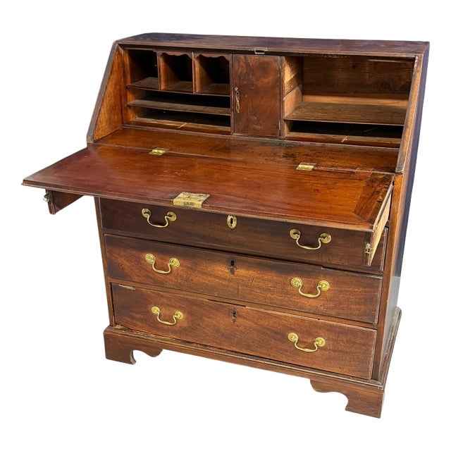 Antique Georgian Slant Front Writing Bureau, 1800s For Sale