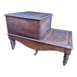Leather Top Library Steps Stool With Secret Storage For Sale