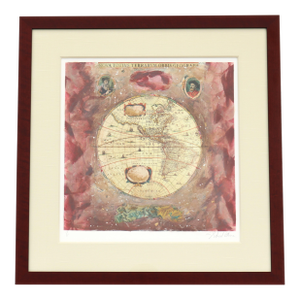 Starlie Sokol Hohne Untitled Globe Mixed Media Monoprint Artwork One-of-a-Kind