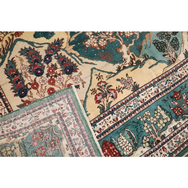Landscape Vintage Persian Tabriz Rug, 9'10'' X 13'3'' For Sale - Image 10 of 11