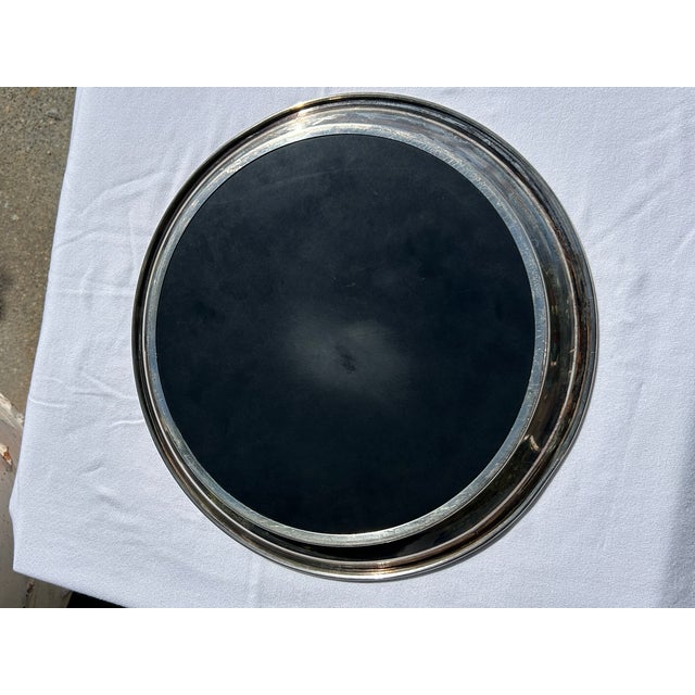 Vintage Silver Plate Tray With Black Resin Center For Sale - Image 9 of 9