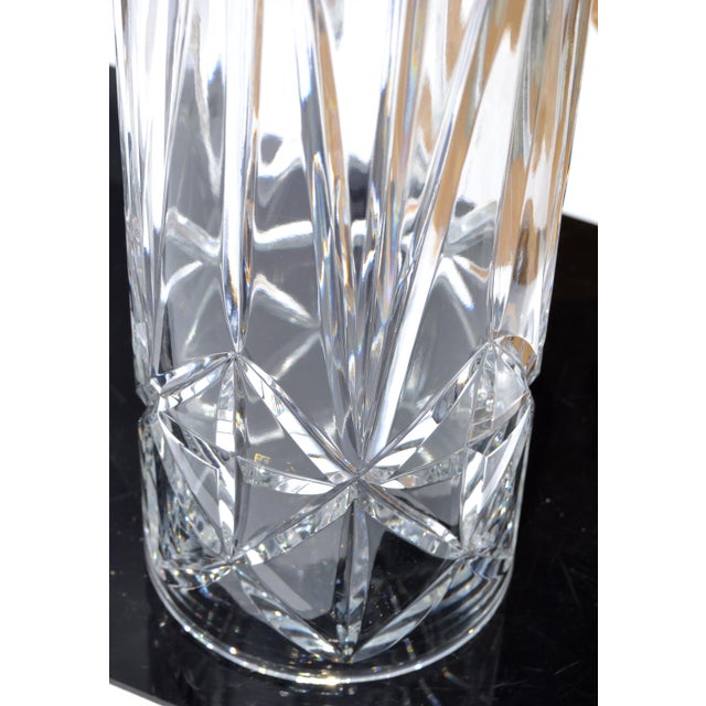 Transparent 1950s Victorian Brilliant Cut Glass Hurricance Candle Holder Star Base Underplate For Sale - Image 8 of 14