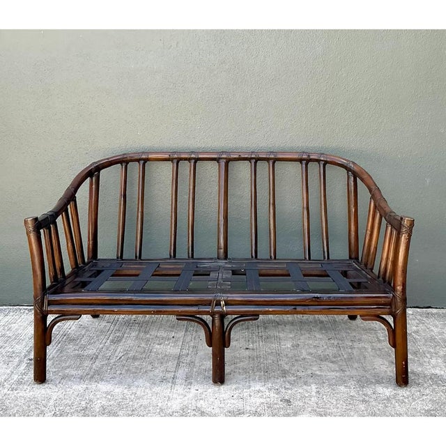 McGuire Vintage McGuire Bent Rattan Loveseat For Sale - Image 4 of 12