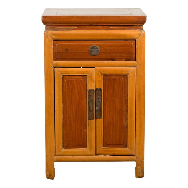 Chinese Vintage Two-Toned Side Table with Single Drawer and Double Doors For Sale - Image 13 of 13