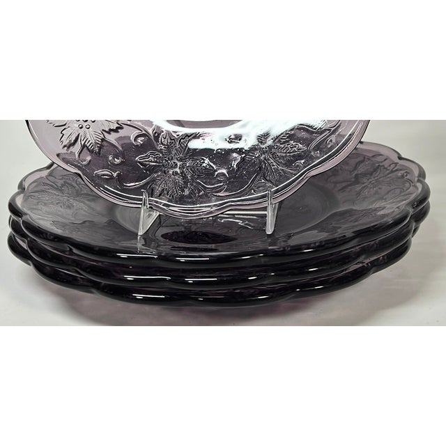 Amethyst Amethyst Poinsettia Dessert/ Salad Plates- Set of Four For Sale - Image 8 of 11