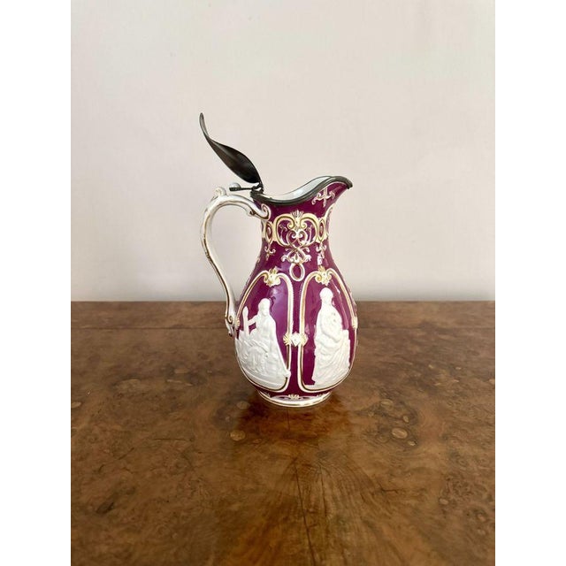Metal Antique Victorian Pewter Lidded Water Jug, 1880 For Sale - Image 7 of 7