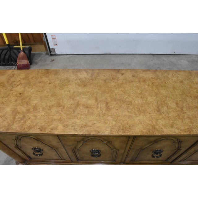 Mastercraft William Doezema for Mastercraft Hollywood Regency Burl Wood Credenza For Sale - Image 4 of 14