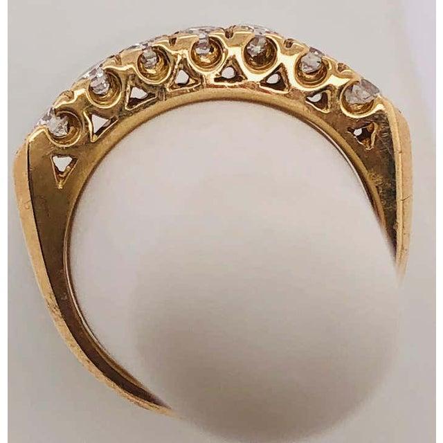 Metal 14 Karat Yellow Gold Seven Diamond Anniversary Ring Wedding Band 0.70 TDW, Size 5.5 For Sale - Image 7 of 10