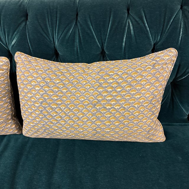 Tribal Walter G. Naples Moss Azure Lumbar Pillows, Pair For Sale - Image 3 of 12