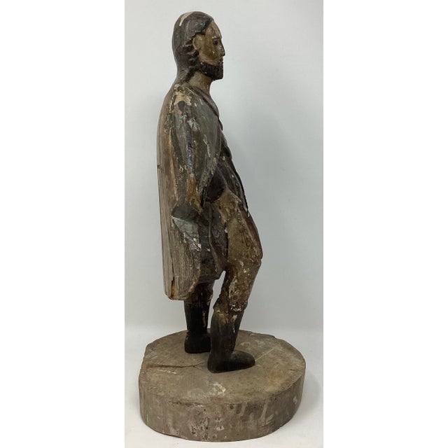 18th C Hand-Carved Wood Figurine of a Soldier For Sale - Image 4 of 5