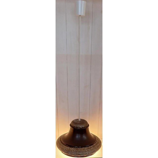 1970s Vintage German Pendant Lamp with Brown-Beige Ceramic Shade, 1970s For Sale - Image 5 of 7