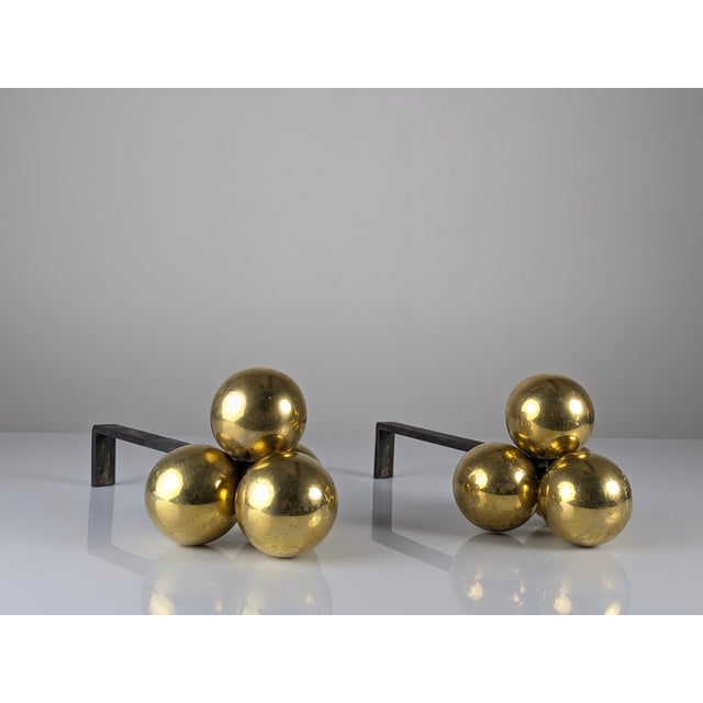 Bronze and Wrought Iron Andirons by Jacques Adnet, 1930s, Set of 2 For Sale - Image 10 of 10