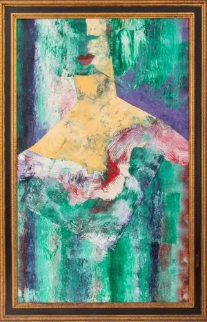 Vintage Abstract Figure Oil on Canvas - John Hayden 1984