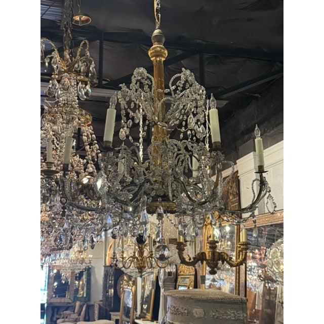 19th C. Italian Giltwood and Crystal Chandelier From Genoa For Sale In Dallas - Image 6 of 8