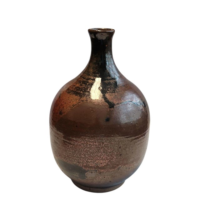 Early 20th Century Raku Style Studio Pottery Large Sake Jug For Sale - Image 4 of 8