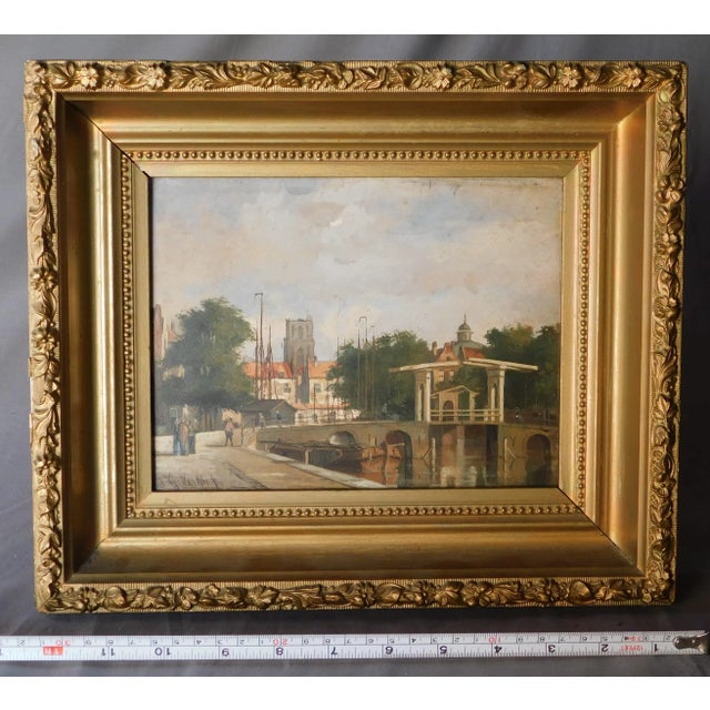 GORGEOUS OIL ON PANEL CITYSCAPE / LANDSCAPE PETRUS GERARDUS VERTIN (1819-1893) DIMENSIONS About 6 1/2" x 8 1/4" sight...