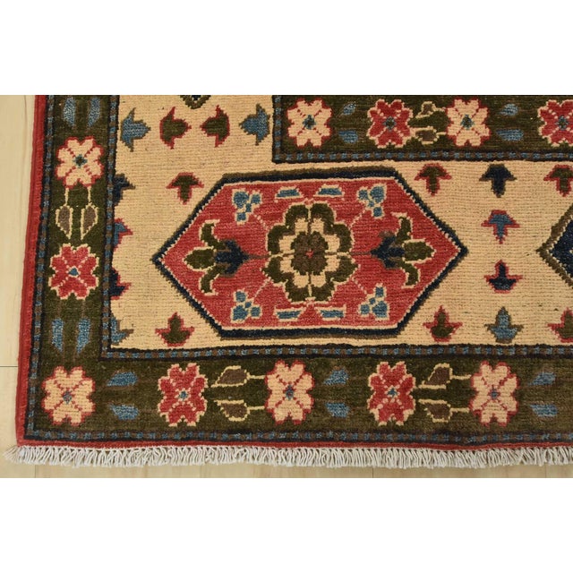 Kazak Rug 6’3” X 9′ Red Wool Tribal Hand-Knotted Oriental Carpet For Sale - Image 11 of 14