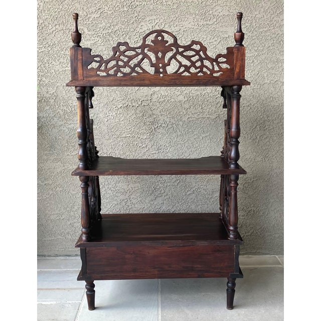 Early 20th Century Early 20th-Century Victorian Gothic Revival-Style Fretwork Étagère With Drawer For Sale - Image 5 of 18