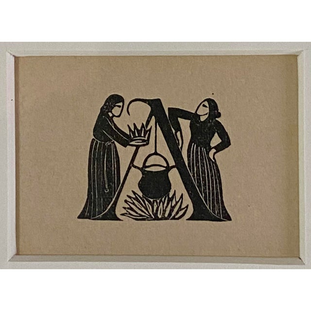 Mid-Century Modern Eric Gill, Decorative Initial Letters, Autumn Midnight, 1923-1929, Wood Engravings, 1929, Set of 4 For Sale - Image 3 of 16