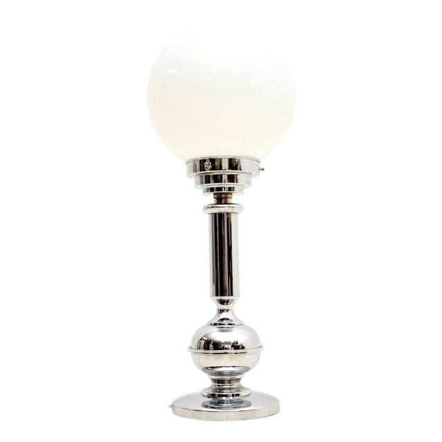 Art Deco Chrome and Glass Table Lamp, 1930s For Sale